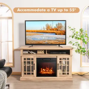 Costway Fireplace TV Stand for TVs up to 55 Inches W/ 2000W Electric Fireplace Insert