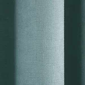 Polyester Room Darkening Grommet / Eyelet Curtain Pair Blue / Width 117 x Drop 137 cm