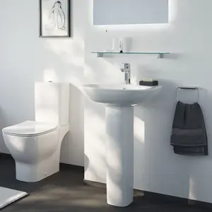 Ideal Standard Tesi Gloss White Oval Floor-mounted Full pedestal Basin (H)83cm (W)55cm