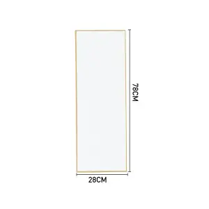 Rectangular Full Length Framed Mirror Wall Mounted or Over Door Mirror Gold 28 cm x 78 cm