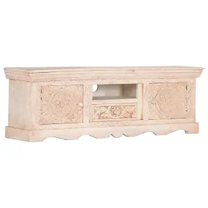 Berkfield TV Cabinet White 120x30x40 cm Solid Mango Wood