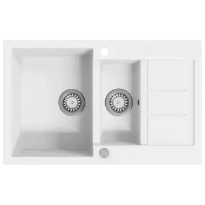 Berkfield Granite Kitchen Sink Double Basins White