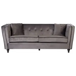 Interiors by Premier Ferris Grey Velvet 3 Seat Sofa