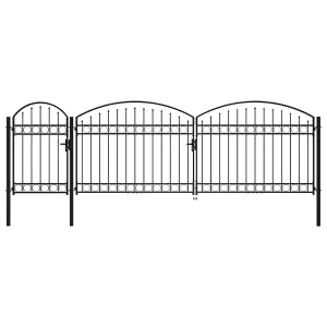 Berkfield Garden Fence Gate with Arched Top Steel 2x5 m Black