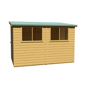 Shire Norfolk Workshop Pent Shed 10x6 Double Door 19mm Loglap Style A