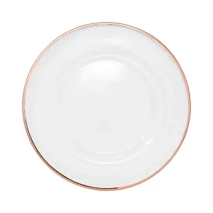 Neel Blue Charger Plates for Table Decoration - Rose Gold Trim Pearl Flower