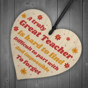 Personalised Teacher Gift Wood Heart Leaving Nursery School Gift From Student Keepsake