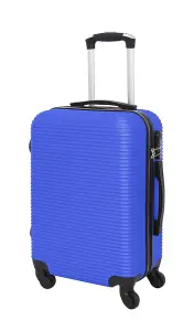 LUGGIT 3 Pcs Travel Lightweight Trolley Luggage Suitcase Set of 3 Sizes, ABS Shell - Parallel Line Royal Blue