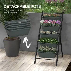 Outsunny Indoor Outdoor Vertical Raised Garden Bed with 5 Removable Tray