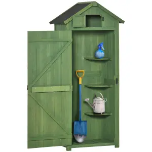 Outsunny Wooden Garden Storage Shed Tool Storage Box, 77 x 54 x 179 cm, Green