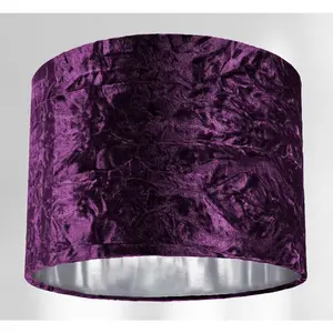 Modern Crushed Velvet Lamp Shade with Shiny Paper Inner Purple / 20cm H x 30cm W x 30cm D