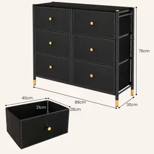 Costway 6 Drawers Dresser Tower Organizer Fabric Storage Chest of Drawers W/ Metal Frame