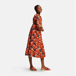 Regatta Orla Kiely Midi Summer Dress Orange Tropical, Size: 20