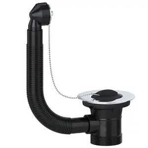 SPARES2GO Sink Waste Combination Overflow Plug with Chain 40mm 1.5" (Round)