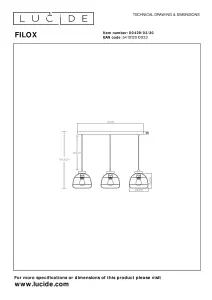 Lucide Filox Retro Bar Pendant Light - 3xE27 - Black