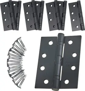 EAI - 4" Door Hinges & Screws G11 FD30/60 - 102x76x2.7mm Square - Black Pack of 4 Pairs