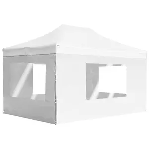 Berkfield Professional Folding Party Tent with Walls Aluminium 4.5x3 m White