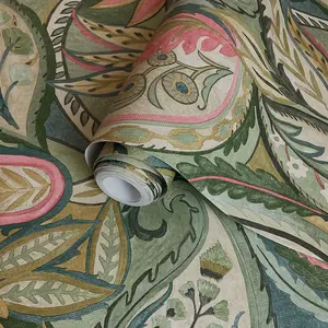 Holden Delamere Paisley Leaves Wallpaper Pink 13440