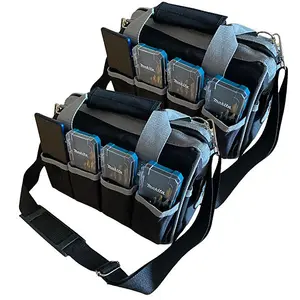 2x Trade Pro 12" 30cm Open Mouth Tool Bag Toolbag Holdall Black + Shoulder Strap