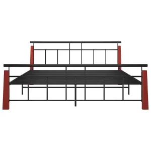 Berkfield Bed Frame Metal and Solid Oak Wood 180x200 cm 6FT Super King