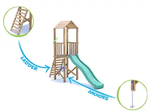 Dunster House Wooden Climbing Frame with Slide BalconyFort Low Platform