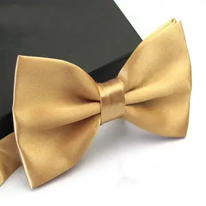 Champagne Satin Polyester Bow Tie for Casual & Formal Wear, Wedding Party Accessory