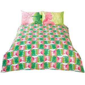 Wicked Duvet Cover Set Pink/Green/White (Double)