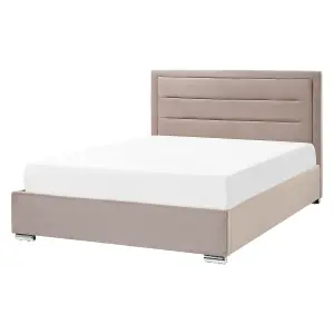 Velvet EU King Size Ottoman Bed Taupe ROUEN