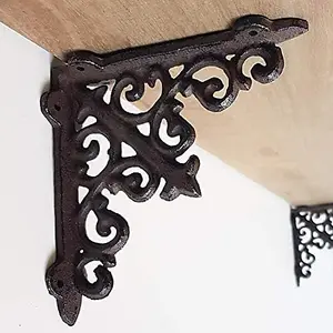 air of Medium Brown Victorian Cast Iron Wall Shelf Brackets Supports Heavy Duty