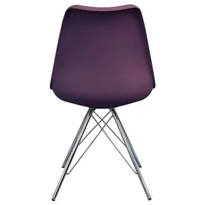 Soho Aubergine Plastic Dining Chair with Chrome Metal Legs