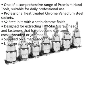 7pc TRX Star Socket Bit Set - 3/8" Square Drive - Damaged & Stripped Bolt Screws