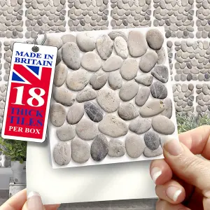 Stick and Go Self Adhesive Stick On Tiles Pebble Mosaic 4" x 4" Box of 18 Apply over any tile, or directly on to the wall