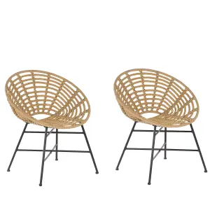 Set of 2 Garden Chairs ACERRA PE Rattan Light Brown