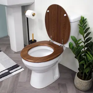 Showerdrape Oxford Walnut Wooden Toilet Seat