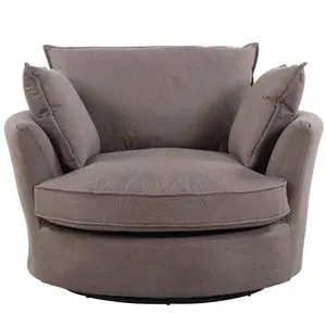 Irwin Woven Textured Fabric Brown Coloured Swivel Based Cuddle Chair