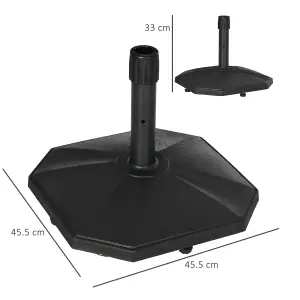 Outsunny 18kg Patio Parasol Base Concrete Outdoor Umbrella Stand Holder Black