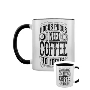 Grindstore Hocus Pocus I Need Coffee To Focus Two Tone Mug White/Black (One Size)