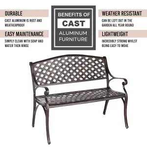 Cast Aluminium Garden Bench - Bronze