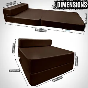 Fold Out Single Z Bed Futon Sofa Chair Mattress - Chocolate