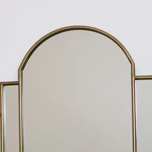 Melody Maison Large Gold Art Deco Arch Fan Mirror 80cm x 65cm