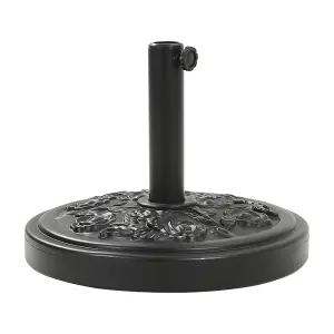 20KG Parasol Base Heavy Duty Round Cement Umbrella Stand for Outdoor Deck Garden with Flower Decorative Pattern