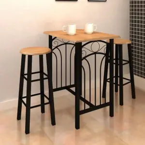 Berkfield Breakfast/Dinner Table Dining Set MDF with Black