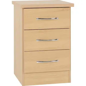 Cascio 3 Drawer Bedside Table Sonoma Oak Effect