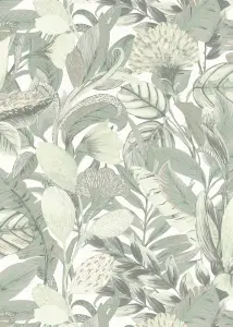 Paradise Floral - Green and Sliver by Elle Decoration Paste the Wall Vinyl