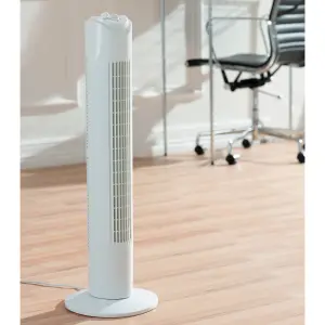 Daewoo 32" Tower Fan Slim Design 3 Speed Oscillating with Timer White COL1570GE