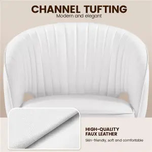 Yaheetech Accent Armchair with Tufted Barrel - White / Faux Leather