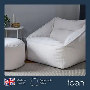 icon Natalia Borg Armchair Bean Bag and Pouffe Set Natural Giant Bean Bag Chair