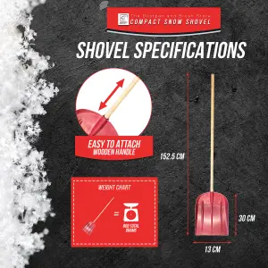 Snow Shovel Scoop Plastic Head and Heavy Duty Wooden Handle - Multipurpose Plastic Shovel