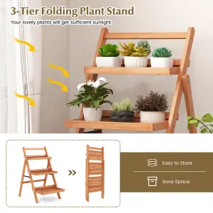 Costway 3-Tier Plant Stand Outdoor Indoor Foldable Flower Racks Display Shelf