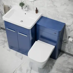 Nes Home 600mm Freestanding Vanity Unit with Basin, Toilet, WC unit Royal Blue